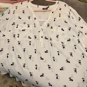Torrid Harper blouse black cats
